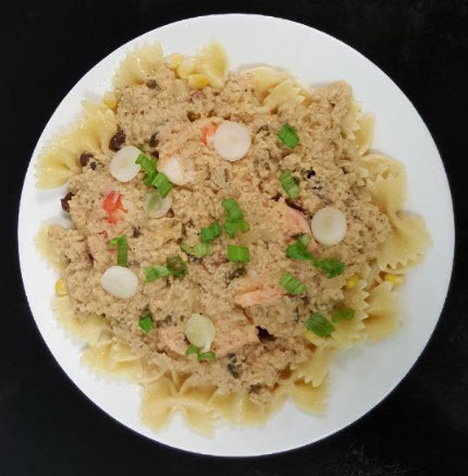 southwestern shrimp over bow tie pasta