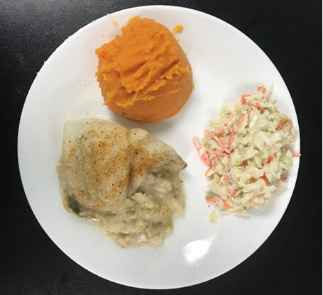 crab imperial stuffed flounder with cole slaw and your choice of garlic smash potatoes